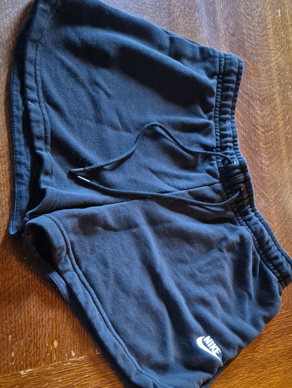 Nike Black Athletic Fleece Shorts with White Swoosh